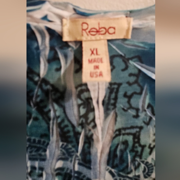 NWOT Reba XL Pleated Rhinestone Blue & White Midi Women's Dress - Picture 3 of 5